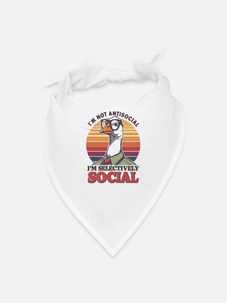 I’m not antisocial, I’m selectively social - Bandana - white