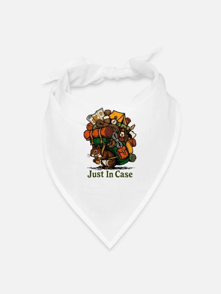 Squirrel Camping Gear Just In Case - Bandana - white - Front
