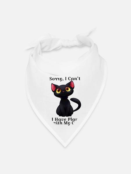 Sorry I Can t I Have Plans with My Cat - Bandana - white
