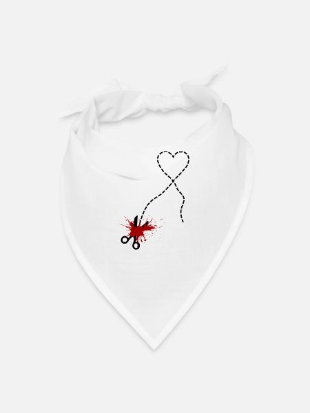 Cut Here Broken Heart - Bandana - white - Front
