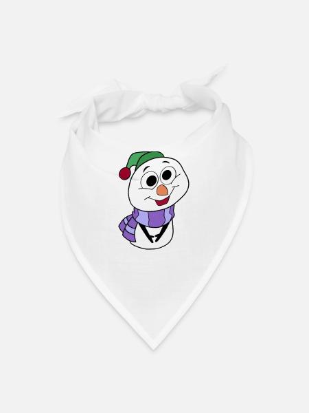 Snowman with Purple Scarf - Bandana - white
