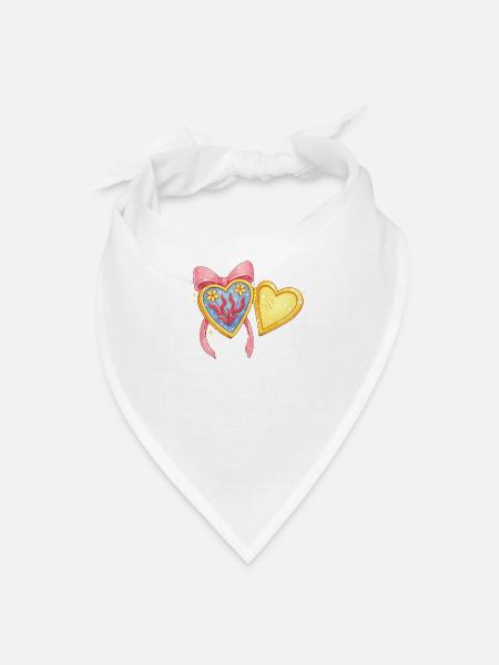 Kawaii Twin Hearts with Ribbon - Bandana - white - Front