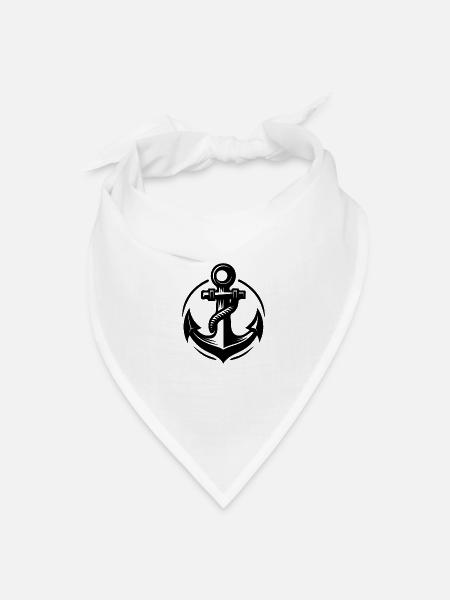 Old Wet Anchor With Thick Rope - Bandana - white - Front