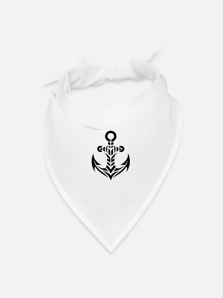 Old Wet Anchor With Tribal Tattoo Style - Bandana - white - Front