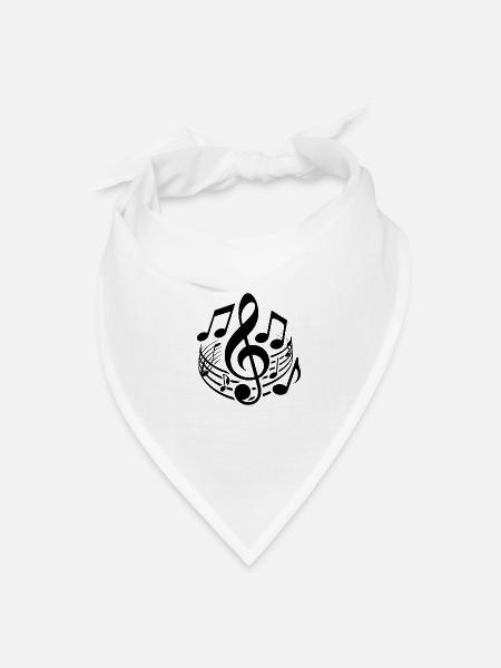 Flying Music Sheet Music And Music Clef - Bandana - white - Front