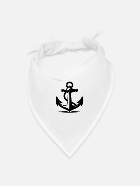 Vintage Old Anchor With Thick Rope - Bandana - white - Front