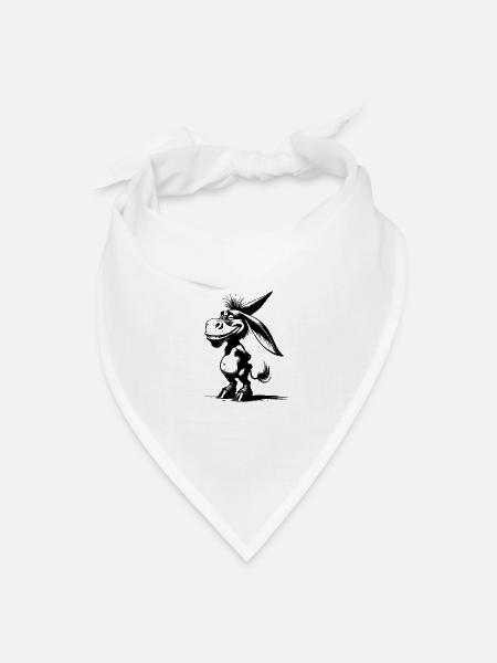 Smiling Donkey Grinning Long Ear Caricature - Bandana - white - Front