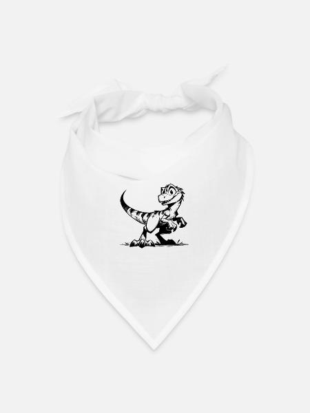 Biting Raptor Dinosaur Fun Sketch - Bandana - white - Front