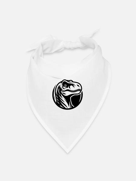 Dangerously Grinning Raptor Tattoo Logo Style - Bandana - white - Front