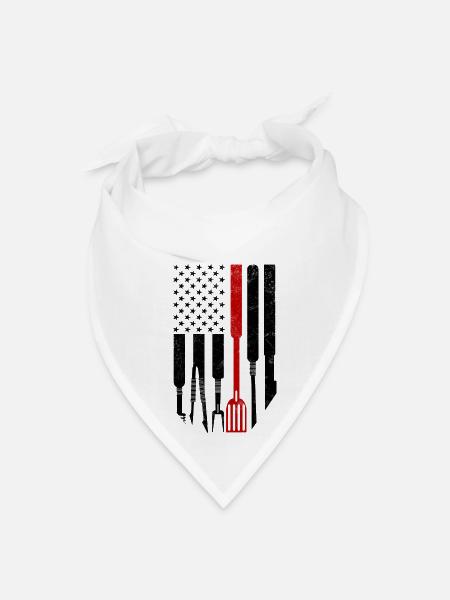 American Bbq Barbecue Flag - Bandana - white