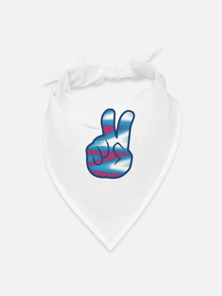 Peace Hand Tie Dye - Bandana - white - Front