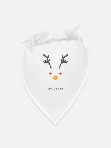 Reindeer Silhouette with Red Nose - Bandana - white