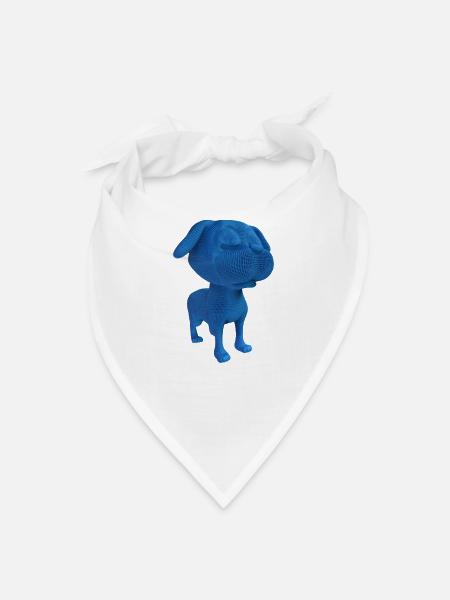 Blue Mesh Pup Covering Eyes - Bandana - white