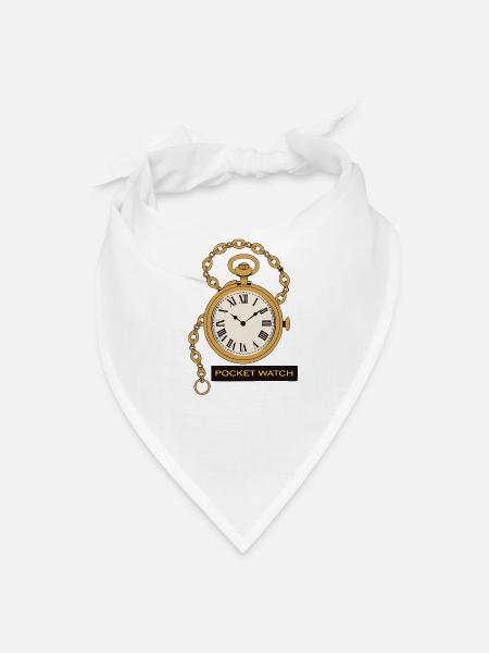 Golden Pocket Watch Retro Charm - Bandana - white - Front