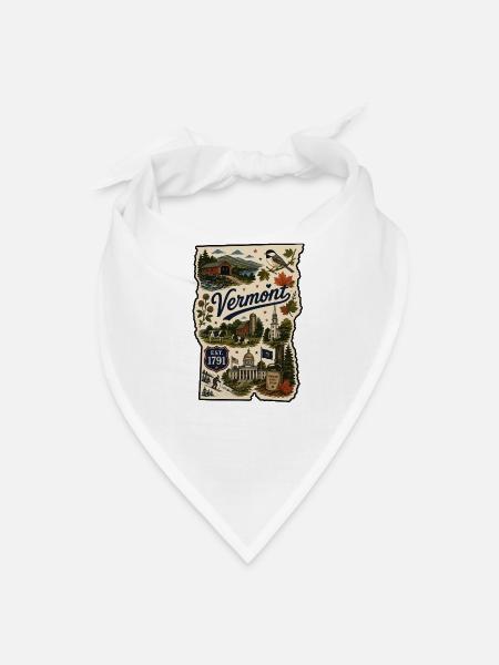 Vermont Green Mountain State Vintage Sticker - Bandana - white - Front