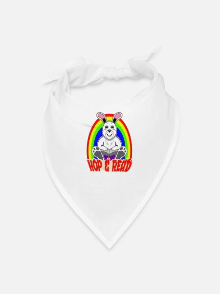 Hop and read cute rabbit rainbow graphic - Bandana - white