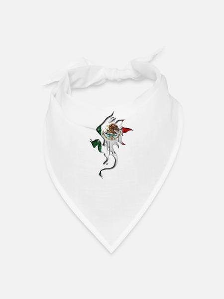 Mexico Flag - Dragon Silhouette - Bandana - white