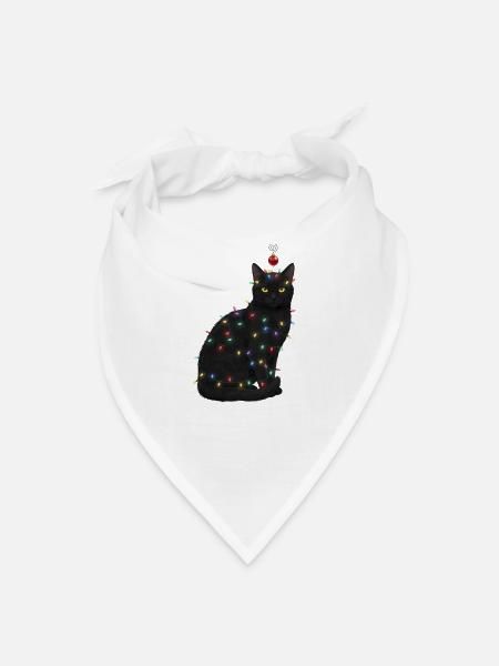Christmas Lights Cat - Bandana - white - Front