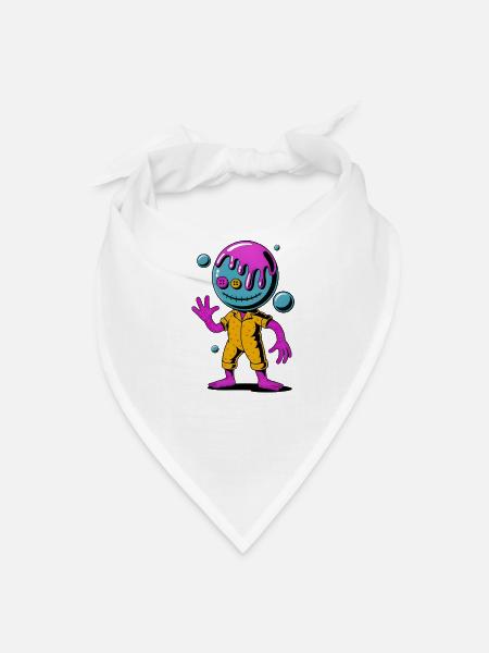 Neon Drip Alien in Yellow Suit - Bandana - white