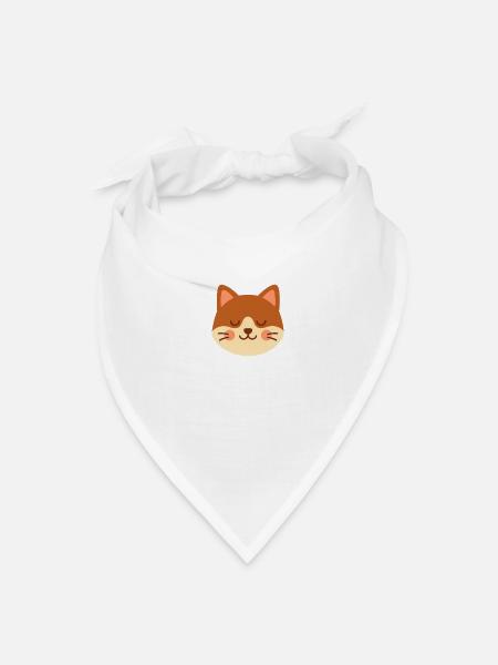 Minimal Cat Face – Cute Kitty - Bandana - white - Front