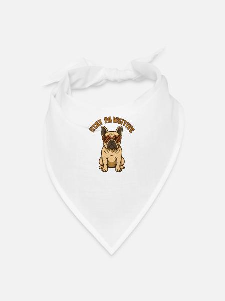 Stay Pawsitive Bulldog Tee - Bandana - white