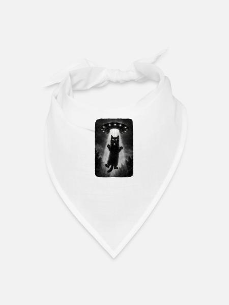 Black Cat Alien Abduction - Bandana - white - Front