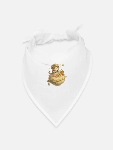 Lunchocat on Moon Cheese - Bandana - white - Front