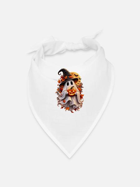 Autumn Ghost with Pumpkin Glow - Bandana - white - Front