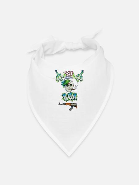 420 Graffiti Mask Rifle Motif - Bandana - white - Front