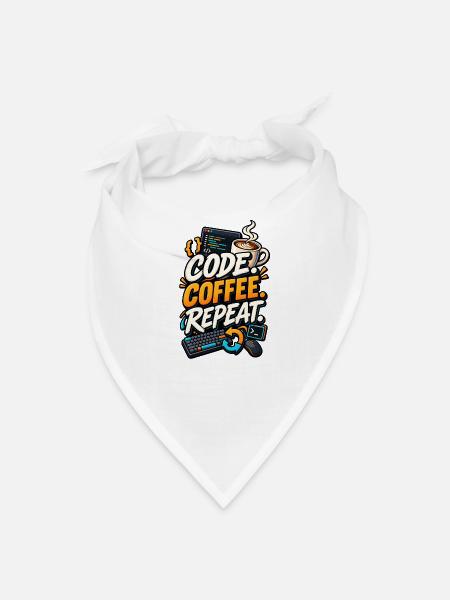 Code Coffee Repeat - Bandana - white - Front