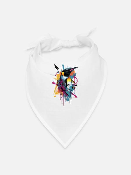 Graffiti sprayed Penguin - Bandana - white