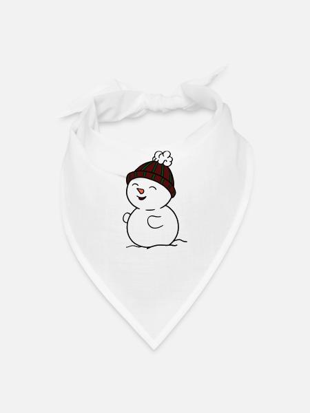 Cozy Snowman in Knit Beanie - Bandana - white
