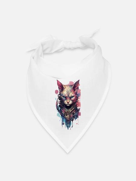 Futuristic cyber cat - Bandana - white - Front