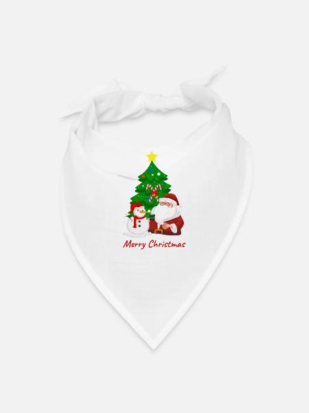 Santa Snowman Christmas Tree - Bandana - white