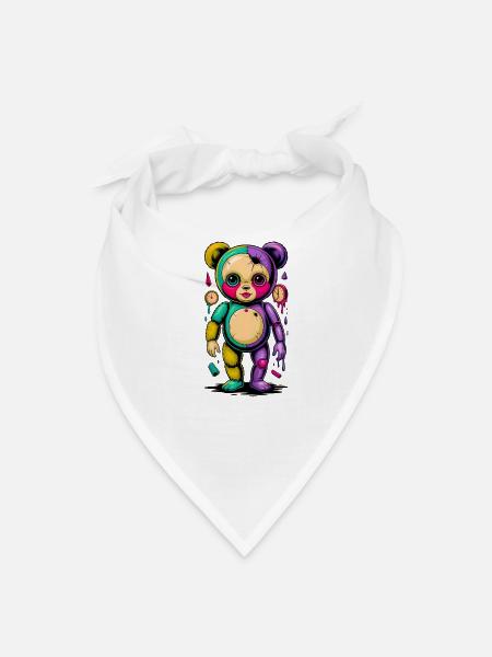 Vivid Patchwork Panda Clock - Bandana - white