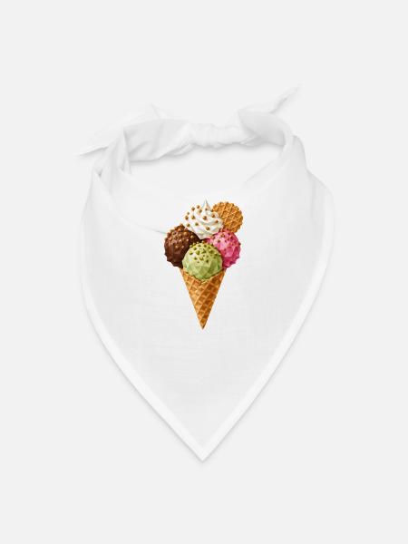 Geometric Ice Cream | Low Poly Ice Cream Cone - Bandana - white - Front