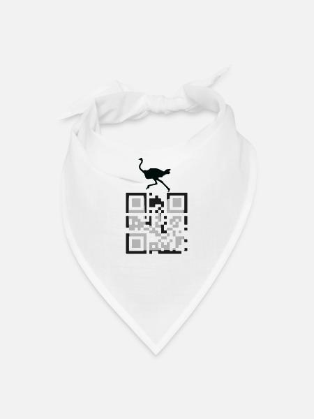 Ostrich on QR Code Monochrome - Bandana - white - Front