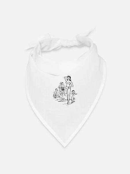 Summer Beach Girls Line Art - Bandana - white
