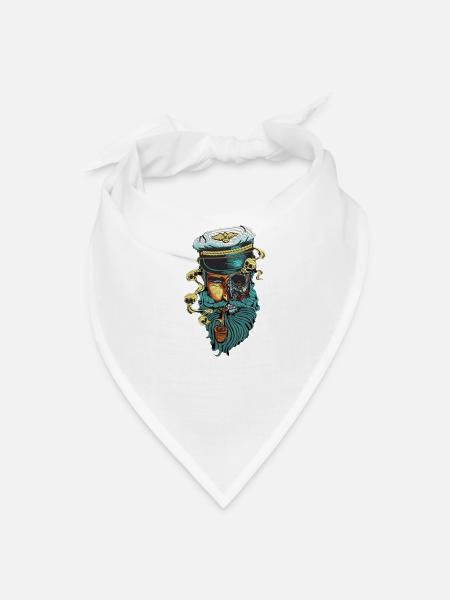 Captain Skull Pirate Embroidery - Bandana - white - Front