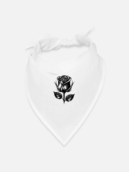 Floral Decorative Romantic Rose Design - Bandana - white
