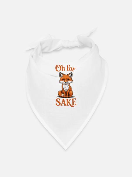 Funny Fox Pun Wall Art, Oh for (fox)sake phrase - Bandana - white - Front