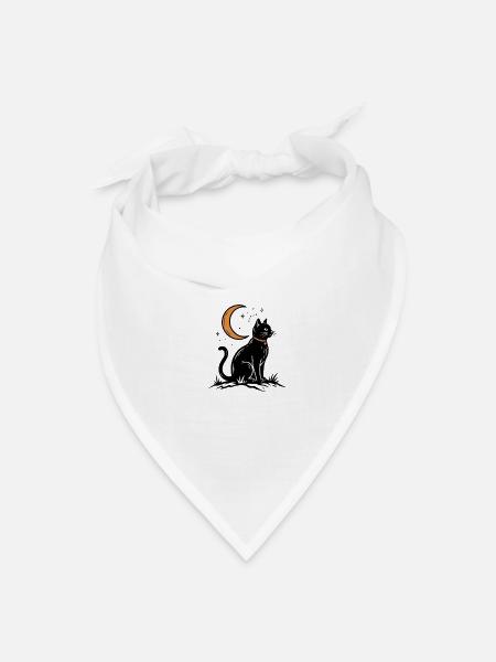 Moonlit Cat Silhouette - Bandana - white - Front