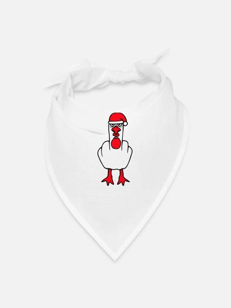Seagull Duck Grumpy Santa Hat Middle Finger Goose - Bandana - white