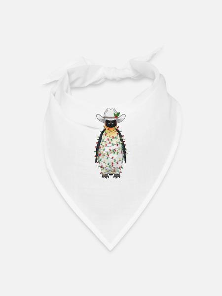 Pinguin, Weihnachten, Lichterkette, lustig, clumsy - Bandana - white - Front