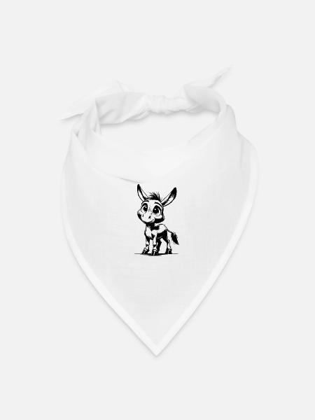 Cute Little Donkey Pencil Drawing - Bandana - white - Front