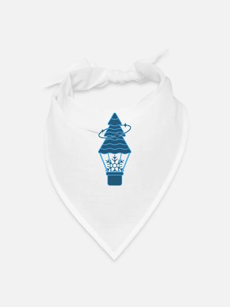 Snow Tree Hot Air Balloon Winter Cartoon - Bandana - white