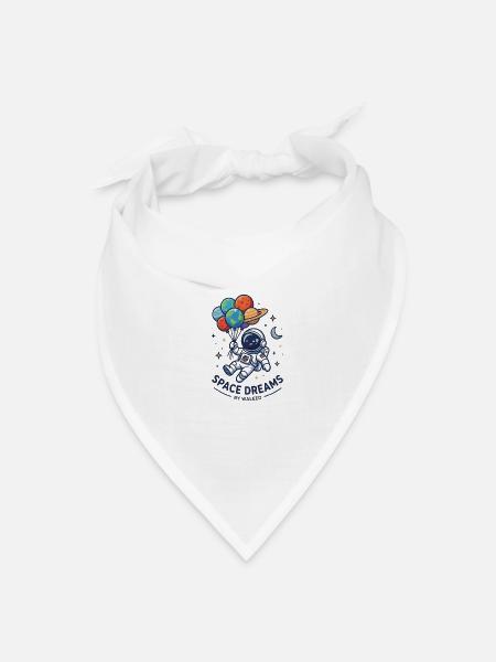 cut astronaut floating with planet balloons - Bandana - white