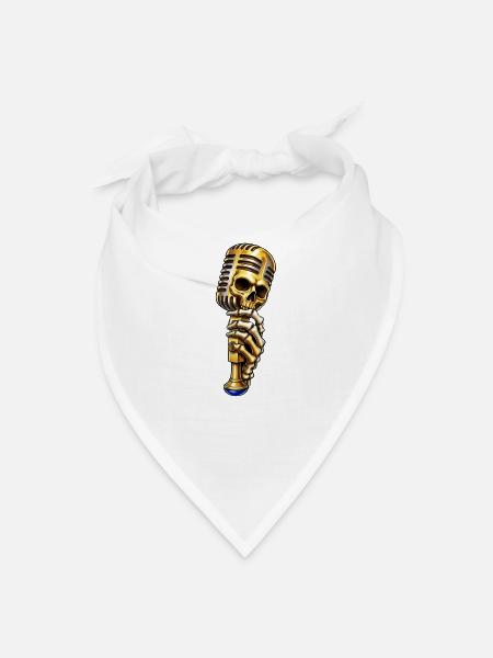 Vintage Gold Skull Microphone  - Bandana - white - Front