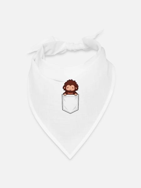 Cute Sasquatch Pocket Tee – Funny Bigfoot Hiking - Bandana - white - Front