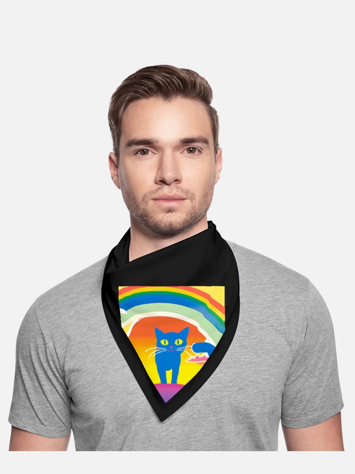 Blue Cat Rainbow Sunset - Bandana - black - Front - TBD (187cm)